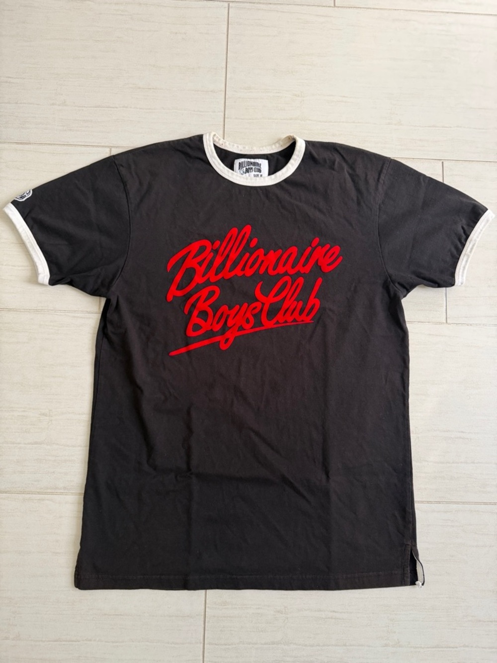 Billionaire Boys Club Black Tee with Red Script and White Trim